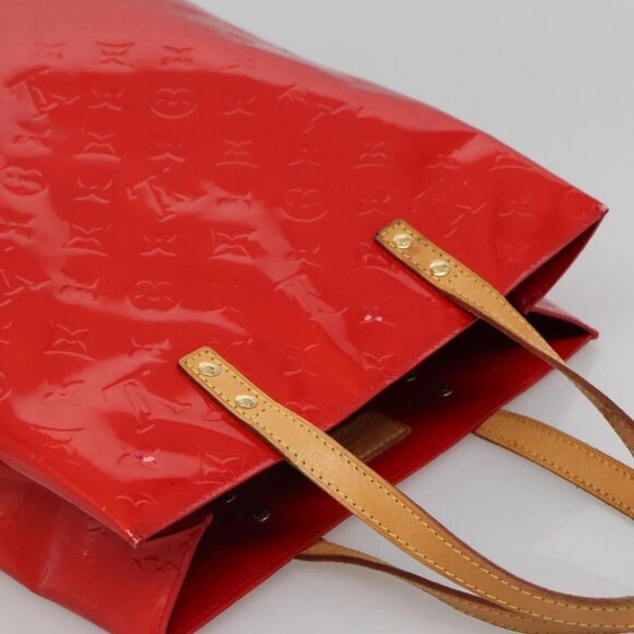 LOUIS VUITTON Monogram Vernis Reade MM Hand Bag Red Rouge LV Auth - Picture 7 of 16